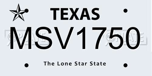 MSV1750 Texas License Plate