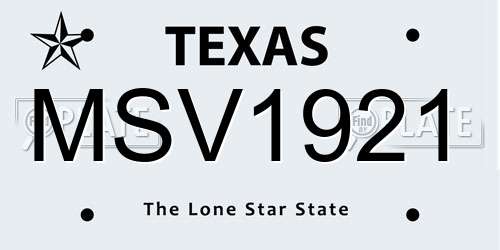MSV1921 Texas License Plate
