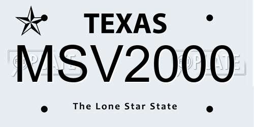 MSV2000 Texas License Plate