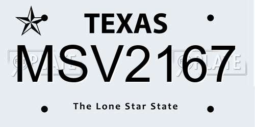MSV2167 Texas License Plate