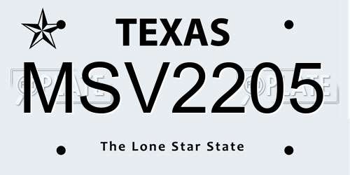 MSV2205 Texas License Plate