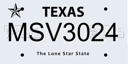 MSV3024 Texas License Plate