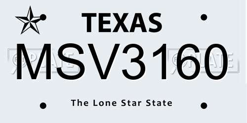 MSV3160 Texas License Plate