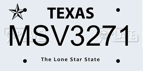 MSV3271 Texas License Plate