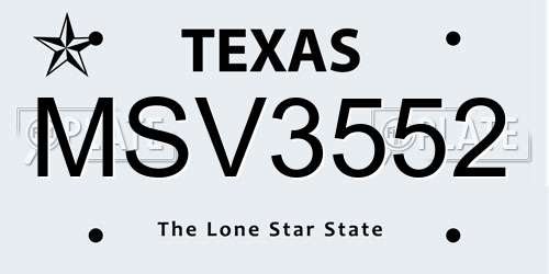 MSV3552 Texas License Plate