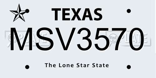 MSV3570 Texas License Plate