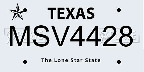 MSV4428 Texas License Plate