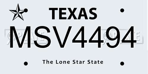 MSV4494 Texas License Plate