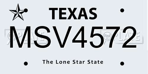 MSV4572 Texas License Plate