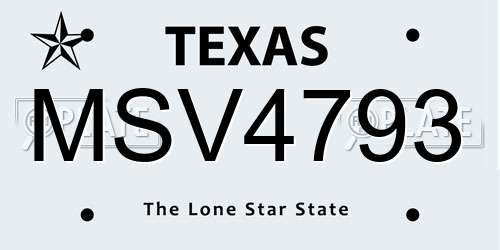 MSV4793 Texas License Plate