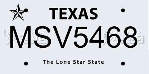 MSV5468 Texas License Plate