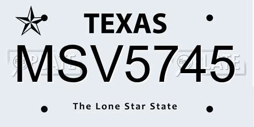 MSV5745 Texas License Plate