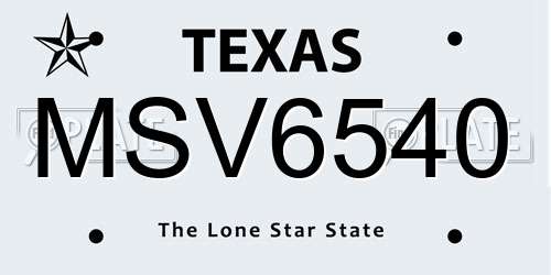 MSV6540 Texas License Plate