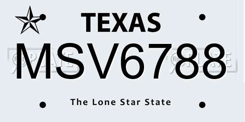 MSV6788 Texas License Plate