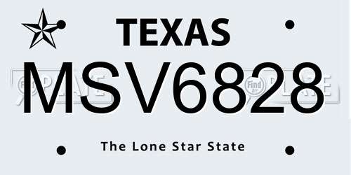 MSV6828 Texas License Plate