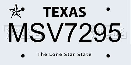 MSV7295 Texas License Plate
