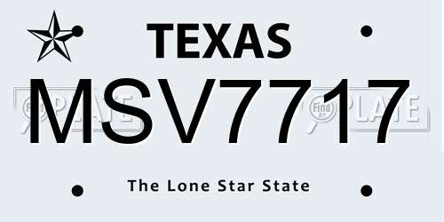 MSV7717 Texas License Plate