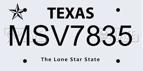 MSV7835 Texas License Plate