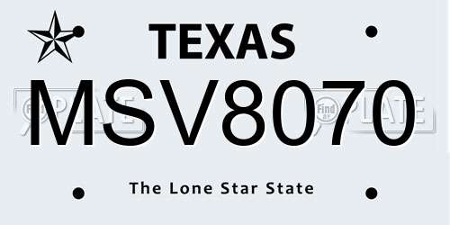 MSV8070 Texas License Plate