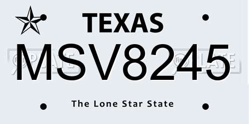 MSV8245 Texas License Plate