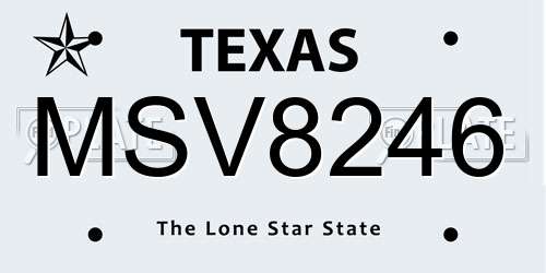MSV8246 Texas License Plate