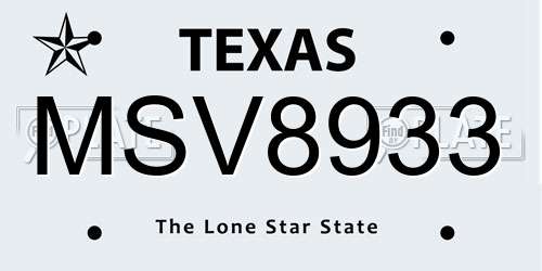 MSV8933 Texas License Plate