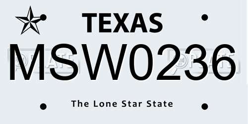 MSW0236 Texas License Plate