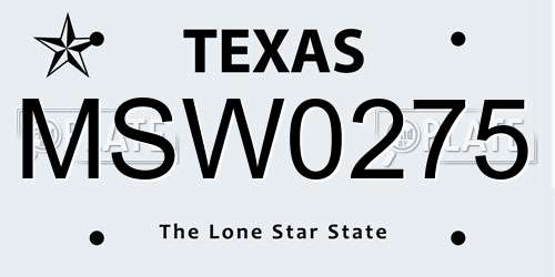 MSW0275 Texas License Plate