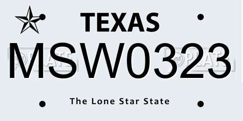 MSW0323 Texas License Plate