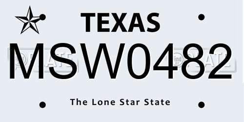 MSW0482 Texas License Plate