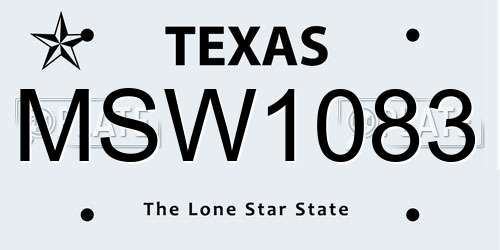 MSW1083 Texas License Plate