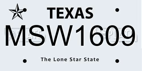 MSW1609 Texas License Plate