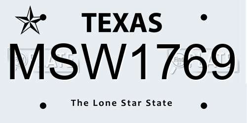 MSW1769 Texas License Plate