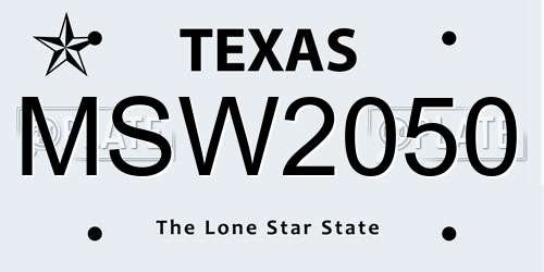 MSW2050 Texas License Plate