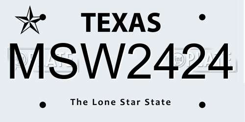 MSW2424 Texas License Plate