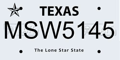 MSW5145 Texas License Plate