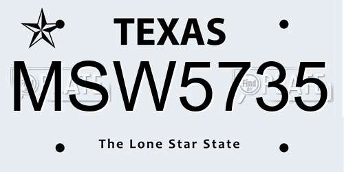 MSW5735 Texas License Plate