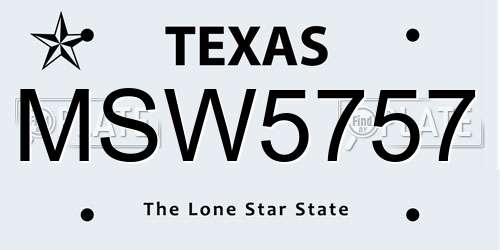 MSW5757 Texas License Plate