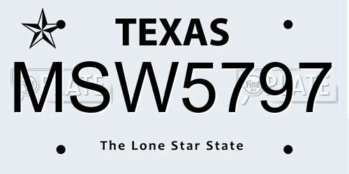 MSW5797 Texas License Plate