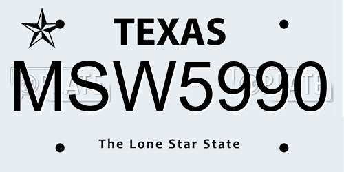 MSW5990 Texas License Plate