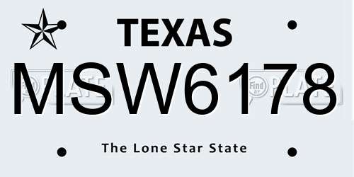 MSW6178 Texas License Plate