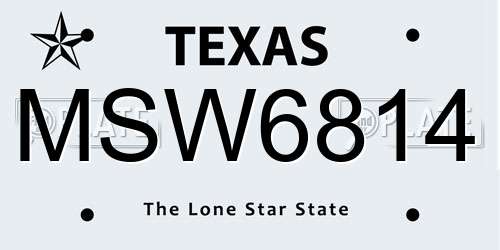 MSW6814 Texas License Plate