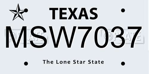 MSW7037 Texas License Plate