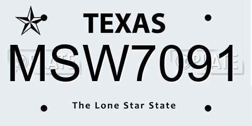 MSW7091 Texas License Plate