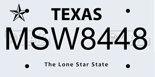 MSW8448 Texas License Plate