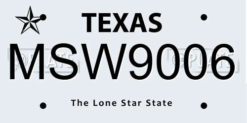MSW9006 Texas License Plate