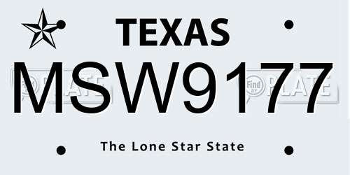 MSW9177 Texas License Plate