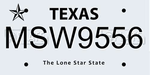 MSW9556 Texas License Plate