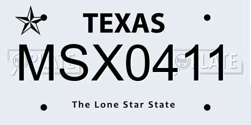 MSX0411 Texas License Plate