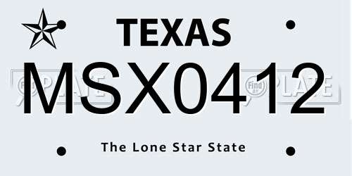 MSX0412 Texas License Plate